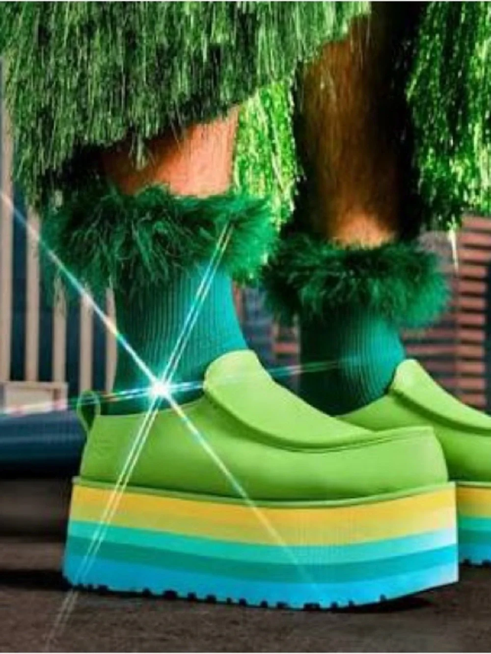 UGG® x ALOK’s URSeen Collection: UNISEX Lime Green Platforms (NWOB)